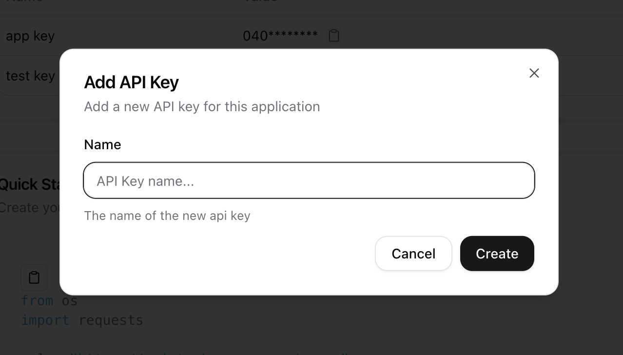 create API key